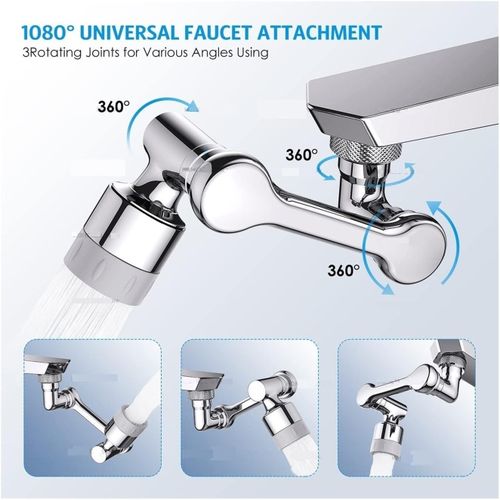Tête De Robinet Rotative 1080°, Aérateur Anti-éclaboussures Pour Cuisine Et Salle De Bain thumbnail 1