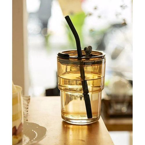 Tasse À Café En Verre Avec Couvercle Bambou Et Paille Réutilisable thumbnail 3