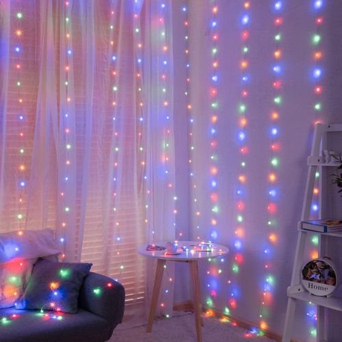 Guirlande Lumineuse Rideau 300 Led – 3x3m, 8 Modes, Usb Et Télécommande, Étanche