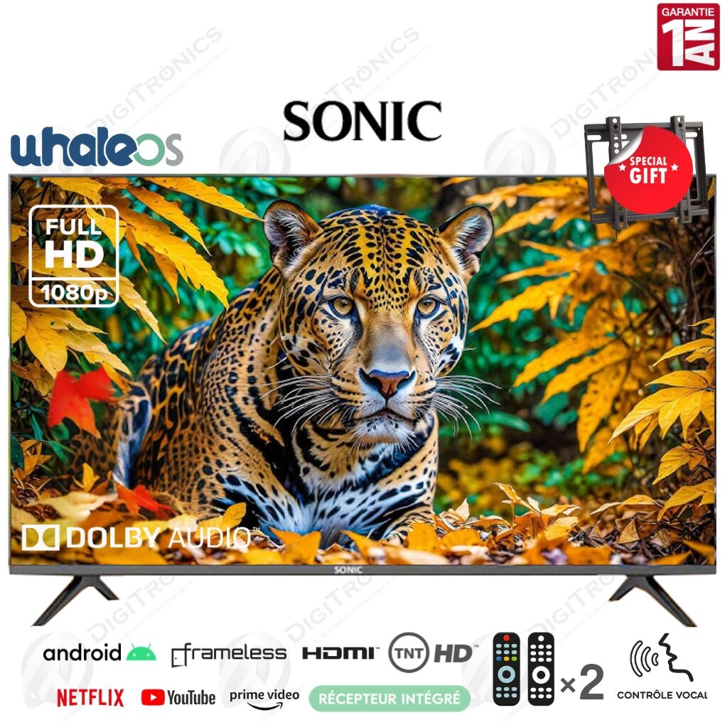 43 Smart tv Full HD Système WhaleOS avec Dolby Audio, Récepteur Intégré, TNT HD