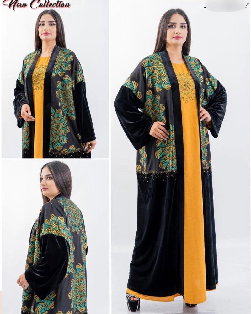 Abaya En Velours Et Robe Brodée