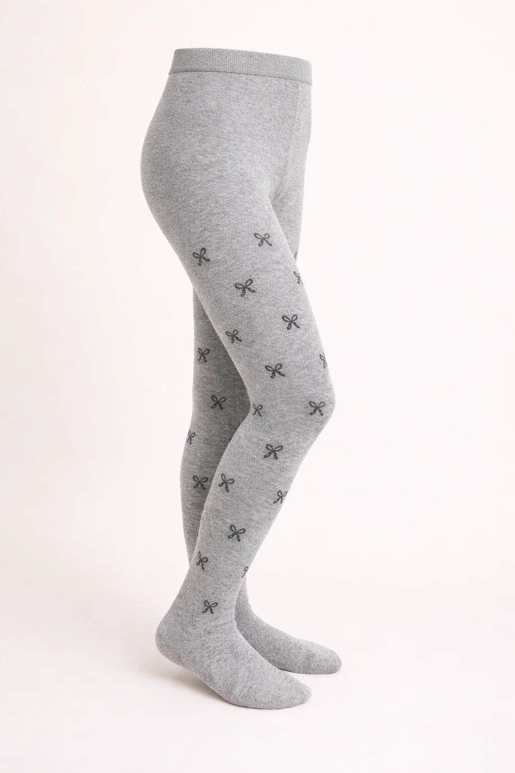 Collant Enfant En Coton Organic Motif Nœuds – Gris Clair