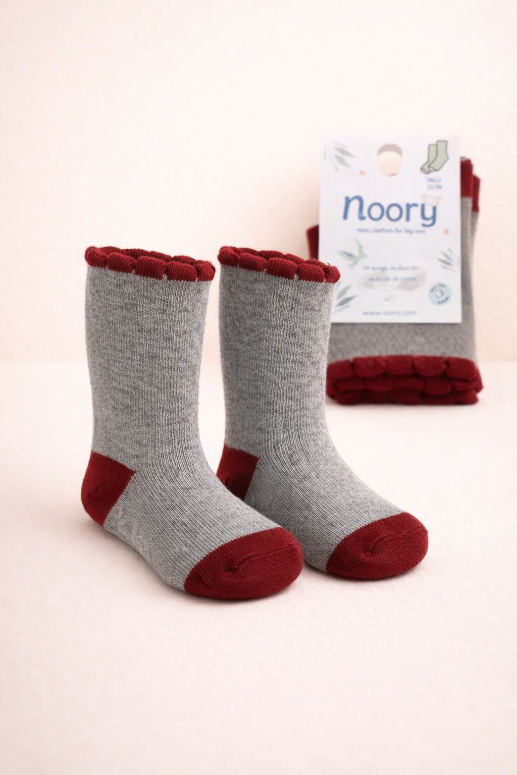 Chaussettes Enfant En Coton Organic Style Doux – Gris & Bordeaux