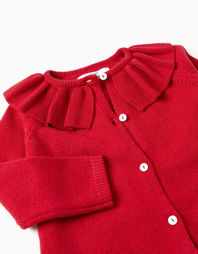Cardigan En Maille À Volants Et Maxi Col thumbnail 3