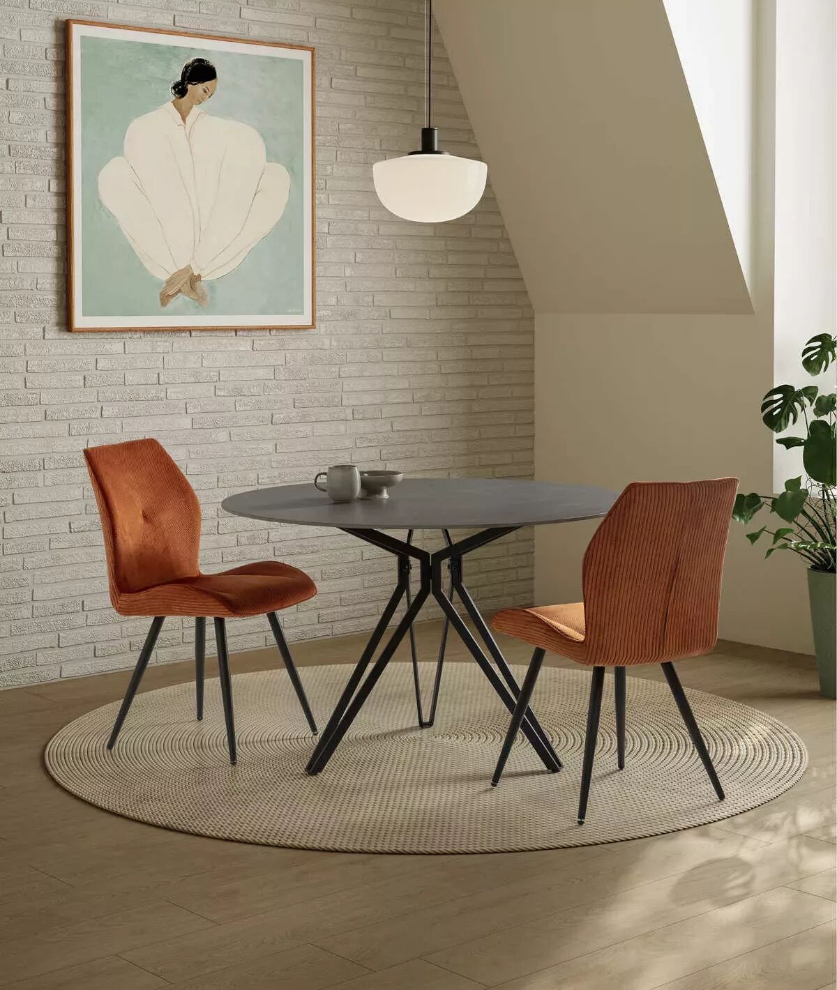 Aina Table À Manger 120 Cm En Pierre Marbrée ( Sans Chaises )