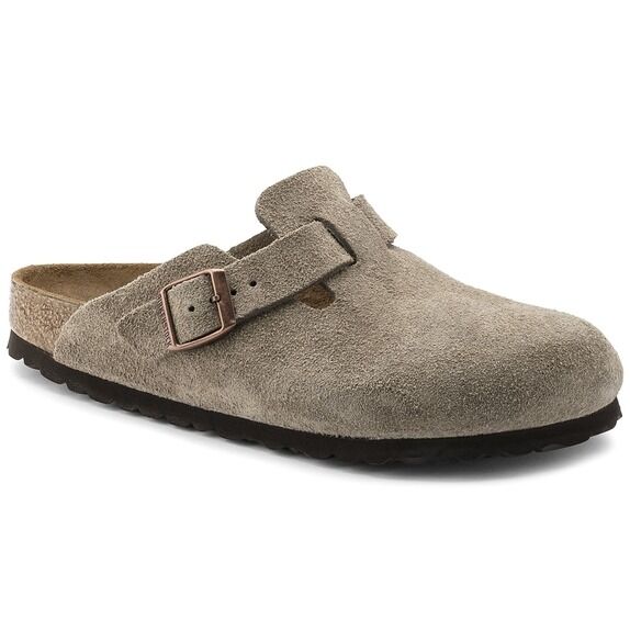 Boston Suede Leather Taupe Narrow