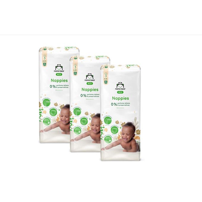 Mama Bear 3 Pes Couches Bébé Écologiques Ultra Absorbantes Taille 3 (4-8 Kg) 52 Couches
