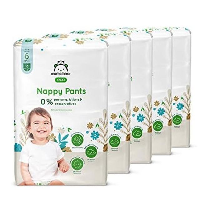 Couches-culottes Bébé Écologiques Ultra Absorbantes Taille 6 (16+ Kg) (18 Couches X 5 )