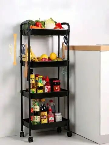 Chariot De Rangement Roulant – 4 Niveaux – Organisateur Polyvalent Pour Cuisine Et Maison thumbnail 3