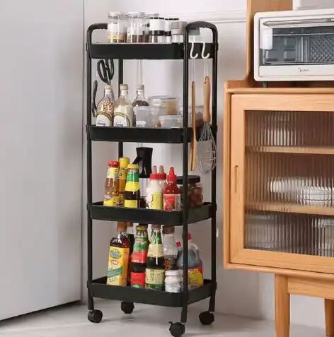 Chariot De Rangement Roulant – 4 Niveaux – Organisateur Polyvalent Pour Cuisine Et Maison