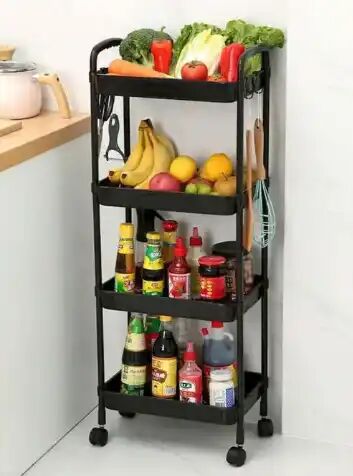 Chariot De Rangement Roulant – 4 Niveaux – Organisateur Polyvalent Pour Cuisine Et Maison