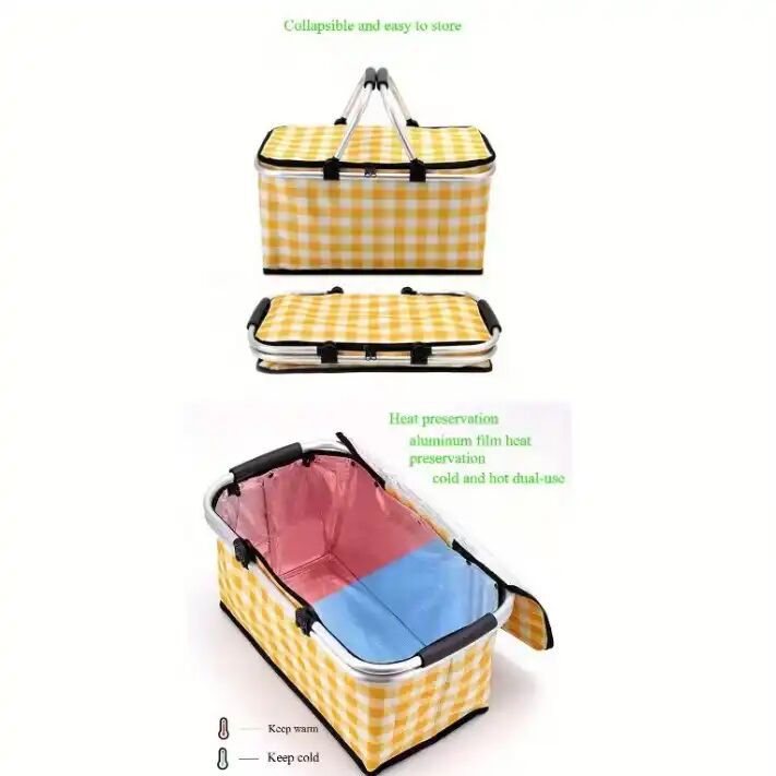 Sac Isotherme Portable – Panier À Provisions Pliable Pour Pique-nique Et Plein Air thumbnail 1