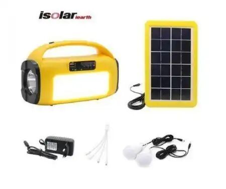 Kit Solaire Isolar Avec Torche, Lampes Led, Radio Mp3 Et Panneau Solaire thumbnail 4