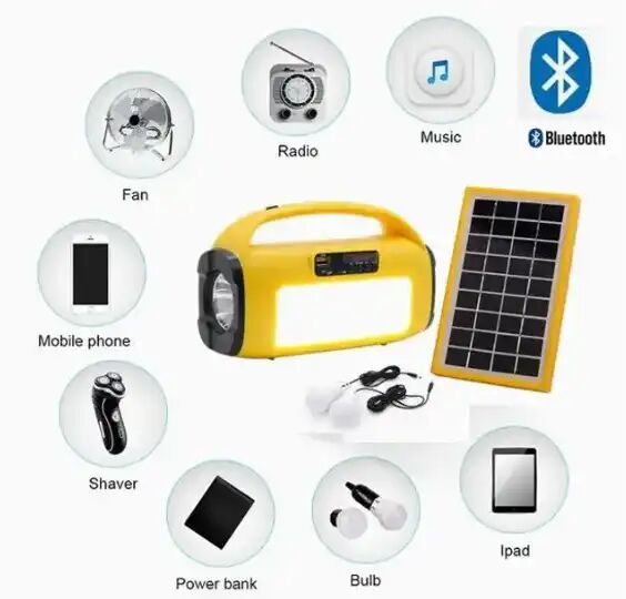 Kit Solaire Isolar Avec Torche, Lampes Led, Radio Mp3 Et Panneau Solaire