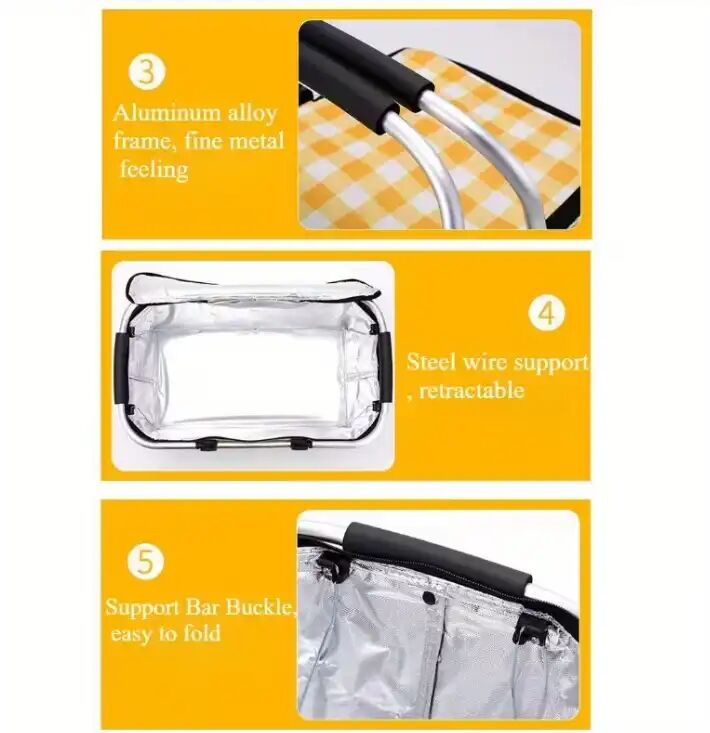 Sac Isotherme Portable – Panier À Provisions Pliable Pour Pique-nique Et Plein Air thumbnail 4