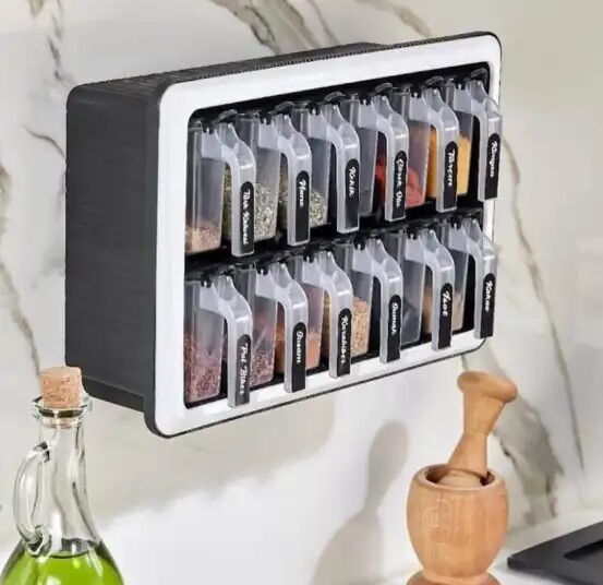 Étagère À Épices Murale 12 Pots Avec Cuillères – Support De Rangement Cuisine