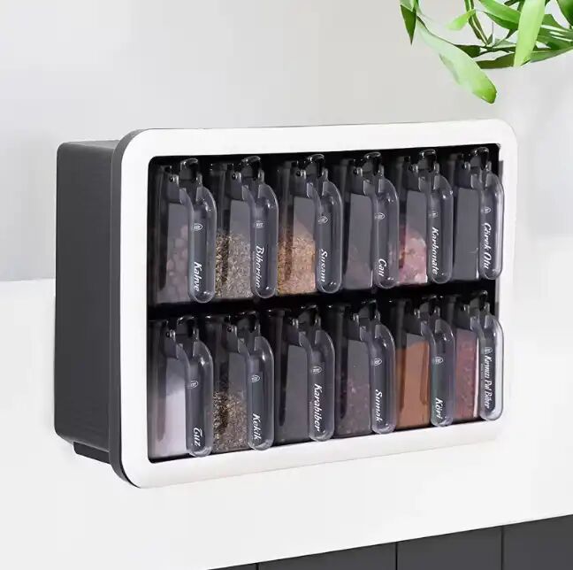 Étagère À Épices Murale 12 Pots Avec Cuillères – Support De Rangement Cuisine thumbnail 4