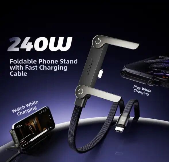 Câble De Charge Rapide 240w Pliable Avec Support – Ultra Résistant  thumbnail 3