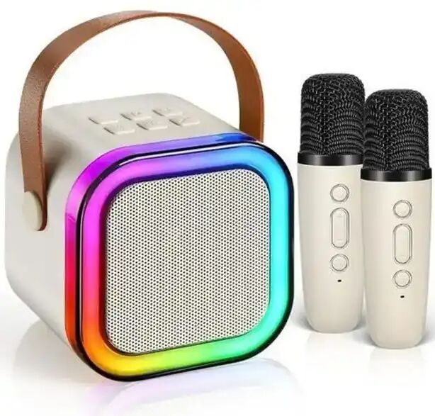 Enceinte Karaoké Mini Bluetooth Avec 2 Microphones – Voix Changeante & Lumières Led Hifi thumbnail 1