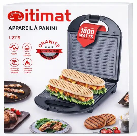 Grill Panini 1800w – Presse Sandwich Antiadhésive En Granite