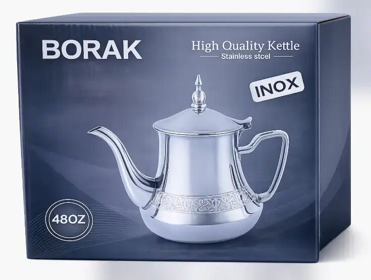 Théière Marocaine Moderne En Inox – 48 Oz – Design Élégant Et Durable