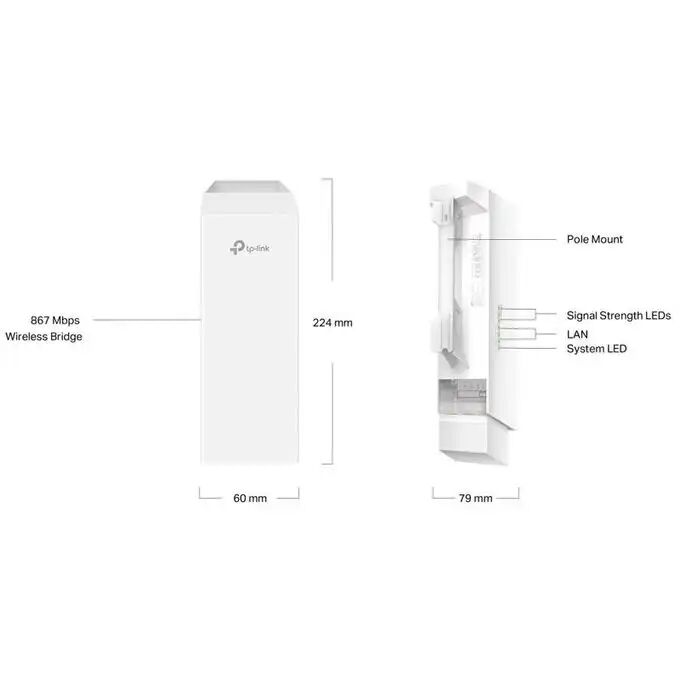 Pont Wifi 5 Ghz 867 Mbps Longue Portée 5km (point D’accès Intérieur/extérieur Longue Portée 5km) Eap215-bridge Kit
