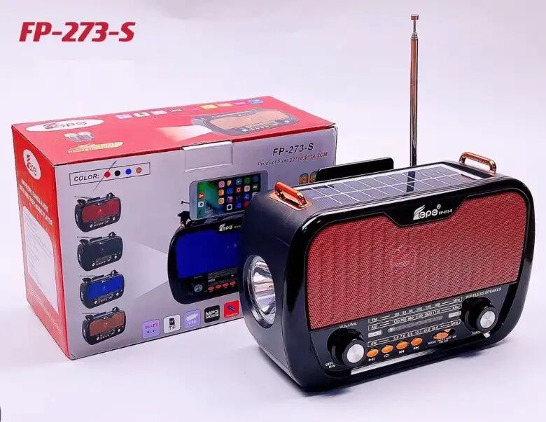 Radio Rechargeable Fepe Fp-273-s – Haut-parleur Sans Fil Avec Lecteur Usb/sd/tf Et Panneau Solaire