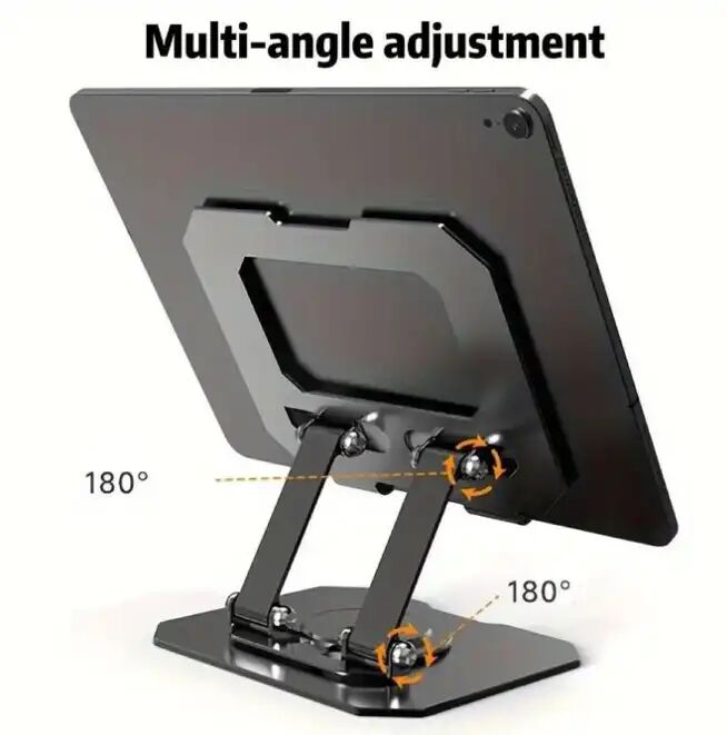 Support De Tablette En Aluminium – Rotation 360°, Pliable – Noir