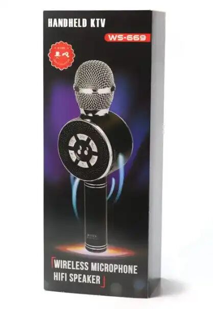 Microphone Karaoke Sans Fil Ws669 Bluetooth Avec Lumières Led