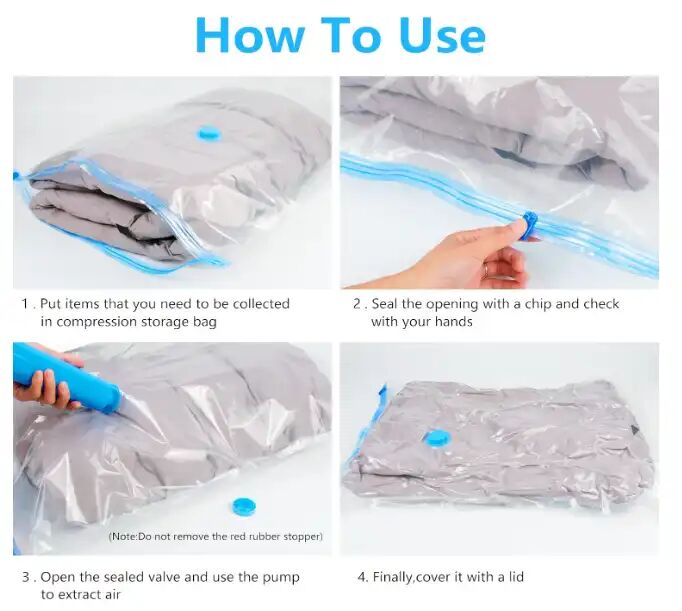 Sacs De Rangement Sous Vide – Pack De 9 Pour Vêtements, Couettes Et Literie Avec Pompe Incluse thumbnail 3