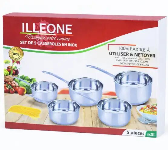 Set De 5 Casseroles En Acier Inoxydable Inox