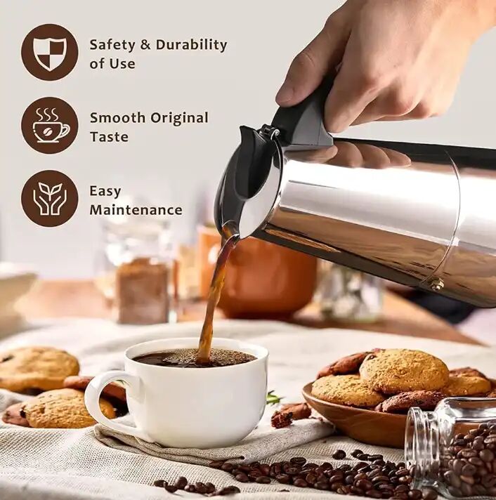 Cafetière À Expresso Traditionnelle– Acier Inoxydable – 9 Tasses thumbnail 3