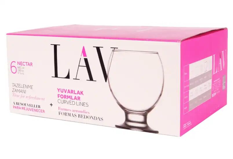 Set De 6 Verres Lav – 280 Cc / 9,5 Oz – Verre Doux Et Durable (multicouleur Aléatoire)