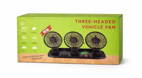 Ventilateur De Voiture Usb Triple Tête – Rotation 360° – Refroidissement Puissant