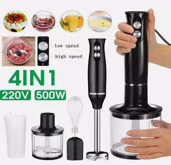 Mélangeur Électrique 4 En 1 – Mixeur À 2 Vitesses – Batteur, Broyeur De Jus Et Hachoir Multifonction