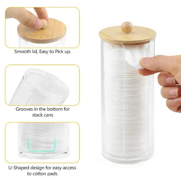 Ensemble De 3 Pots Porte-coton-tiges Transparent – Rangement Salle De Bain thumbnail 2