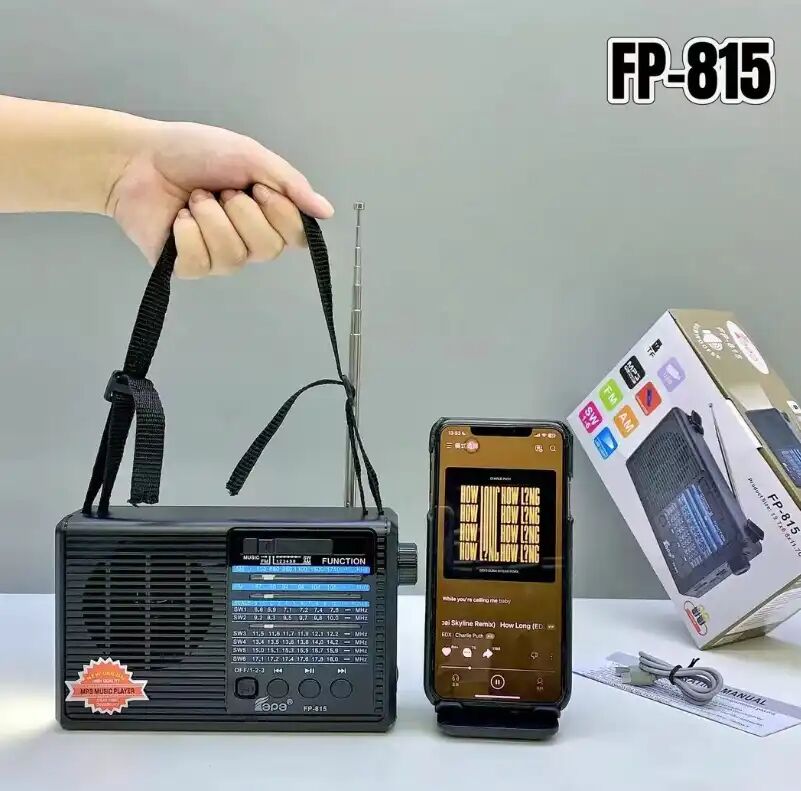 Haut-parleur Bluetooth Fp-815 – Radio Portable Sans Fil, Caisson De Basses, 8 Bandes Am/fm/sw, Lampe Torche Led thumbnail 3