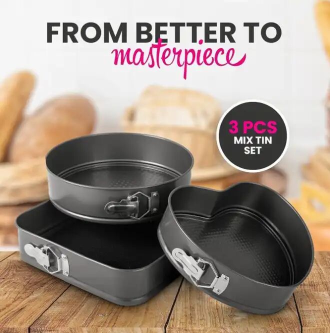 Lot De 3 Moules À Gâteau En Acier Inoxydable – Anti-adhésif – Cuisson Homogène