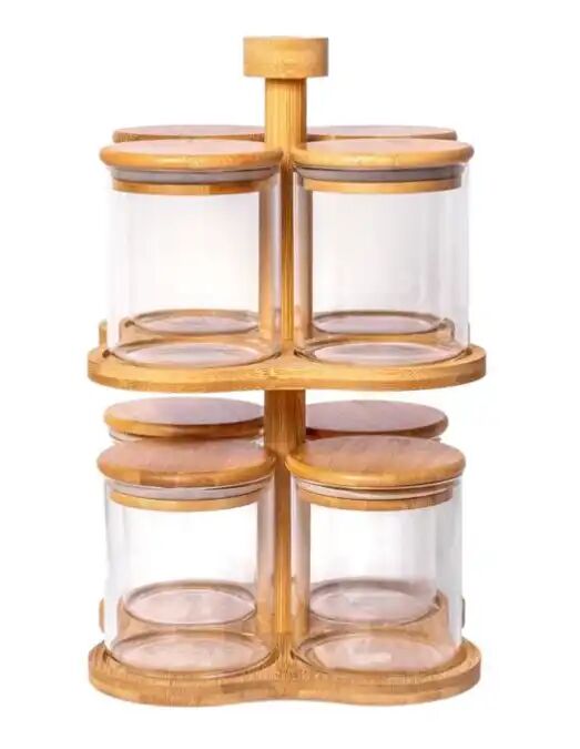 Set De Bocaux Rotatifs En Verre Borosilicate – Élégance Et Organisation Pour La Cuisine thumbnail 4