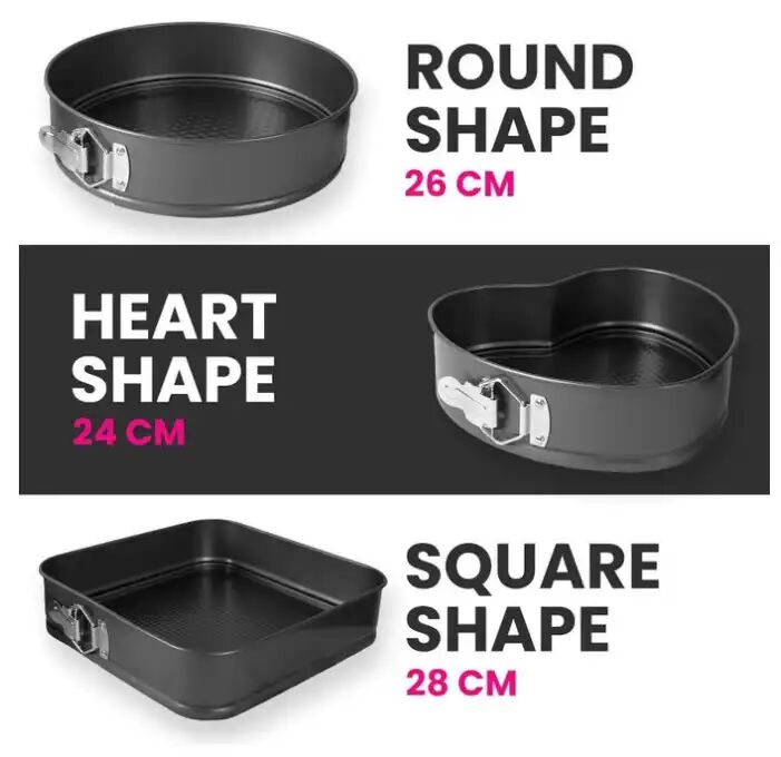 Lot De 3 Moules À Gâteau En Acier Inoxydable – Anti-adhésif – Cuisson Homogène