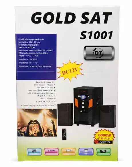Gold Sat S1001 – Chaîne Hi-fi 2.1 Avec Caisson + Télécommande – Usb / Sd / Fm