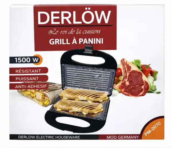 Grill À Panini Derlow Pn-2070 – Appareil Électrique Pour Sandwichs & Paninis