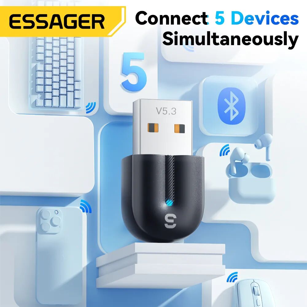 Essager Adaptateur Usb Bluetooth 5.3 – Connectivité Simplifiée Pour Tous Vos Appareils thumbnail 4