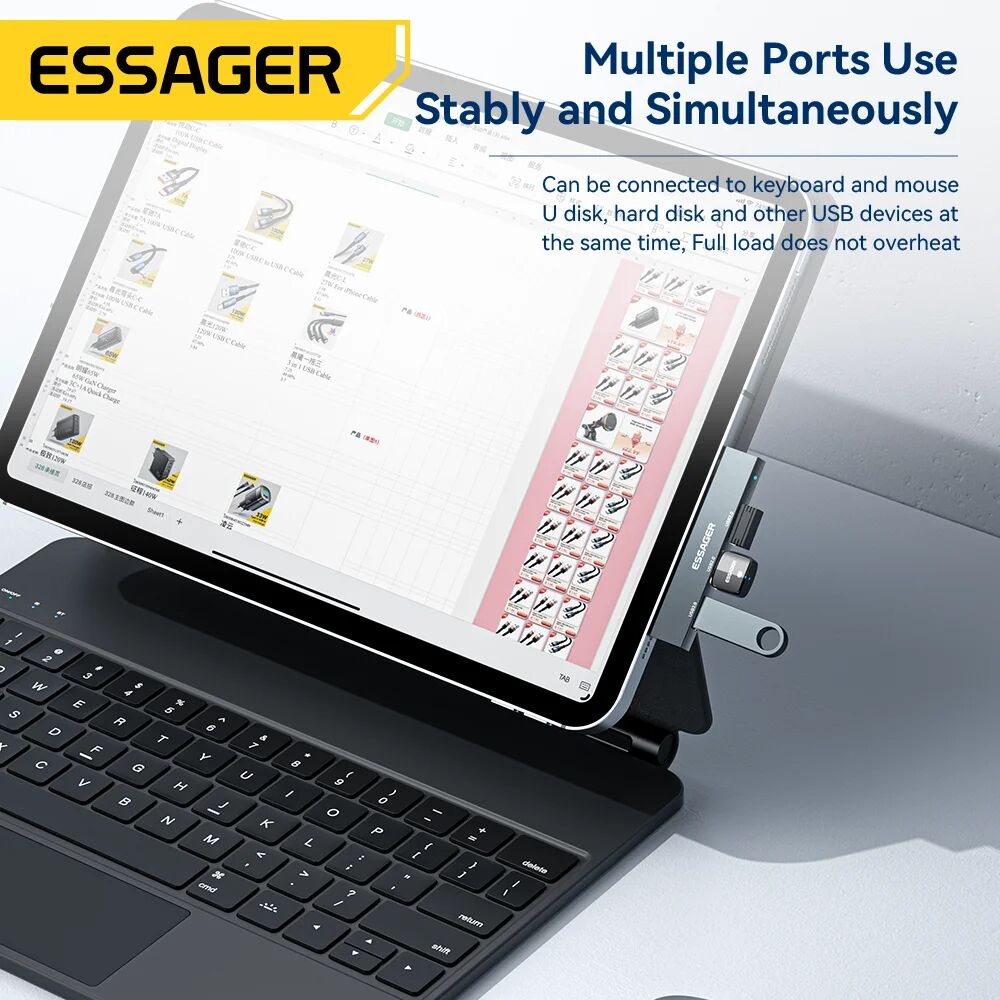 Essager Airies 3-en-1 Usb Type-c – Charge Haute Vitesse Et Multifonction Portable thumbnail 4