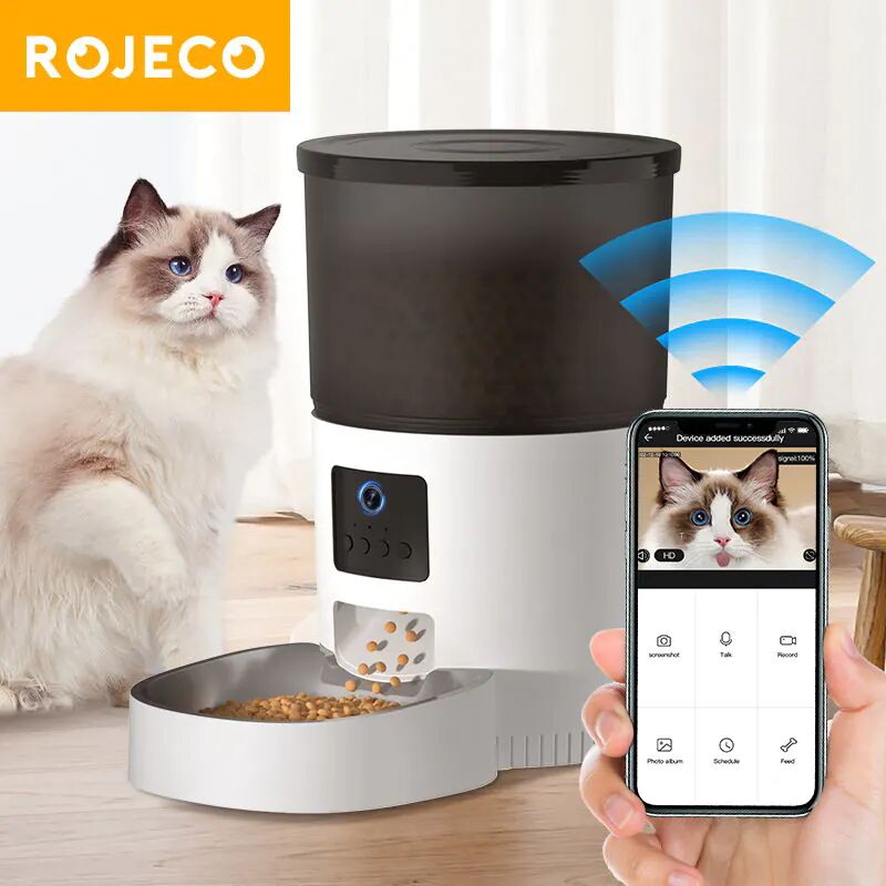 Mangeoire Automatique Pour Chat Rojeco 3l Avec Caméra – Contrôle À Distance Via App Mobile