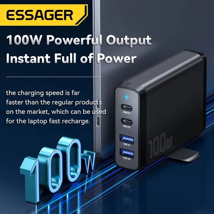 Essager Chargeur Gan De Bureau 100w, Charge Rapide 4 En 1 thumbnail 3
