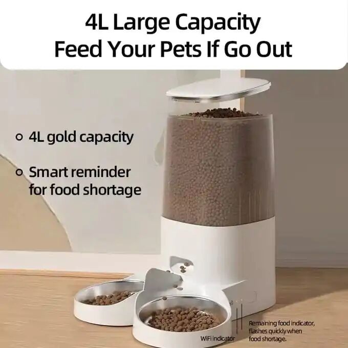 Rojeco 4l Distributeur Automatique De Nourriture Pour Animaux Domestique, 2,4 G Wifi