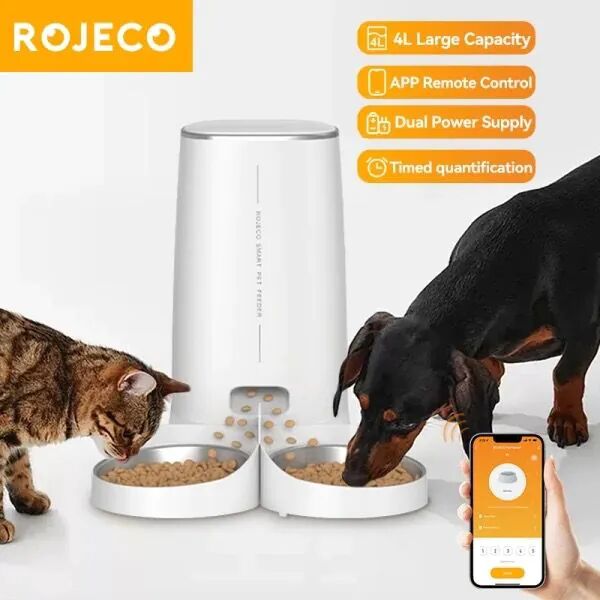 Rojeco 4l Distributeur Automatique De Nourriture Pour Animaux Domestique, 2,4 G Wifi thumbnail 3