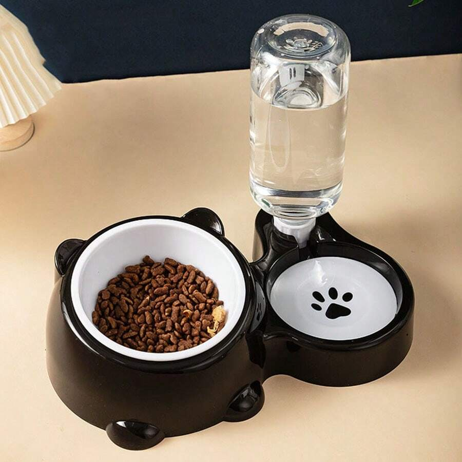3-en-1 Distributeur Automatique De Nourriture Et Deau Pour Animaux De Compagnie Avec Bol En Acier Inoxydable Antidérapant