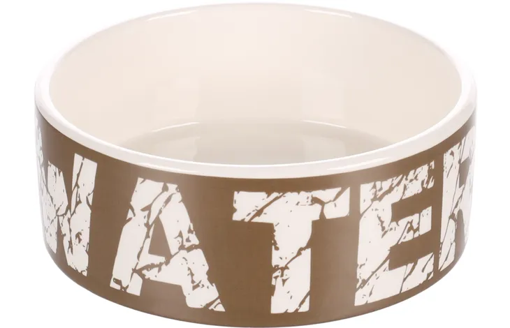 Gamelle En Céramique Pour La Nourriture Et L'eau Kyra Rond Taupe Blanc 770ml